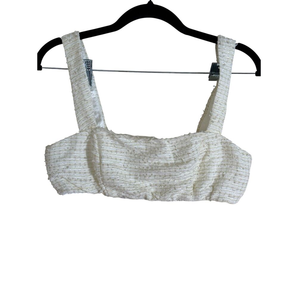 Alamour The Label Cream Tweed Crop Tank Top Size M